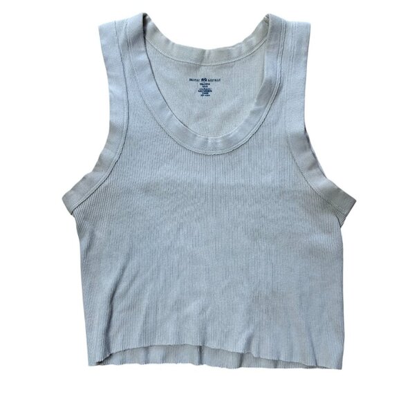 BRANDY MELVILLE Classic Tan Cream Cropped Ribbed Tank Top Shirt OS - Picture 1 of 6
